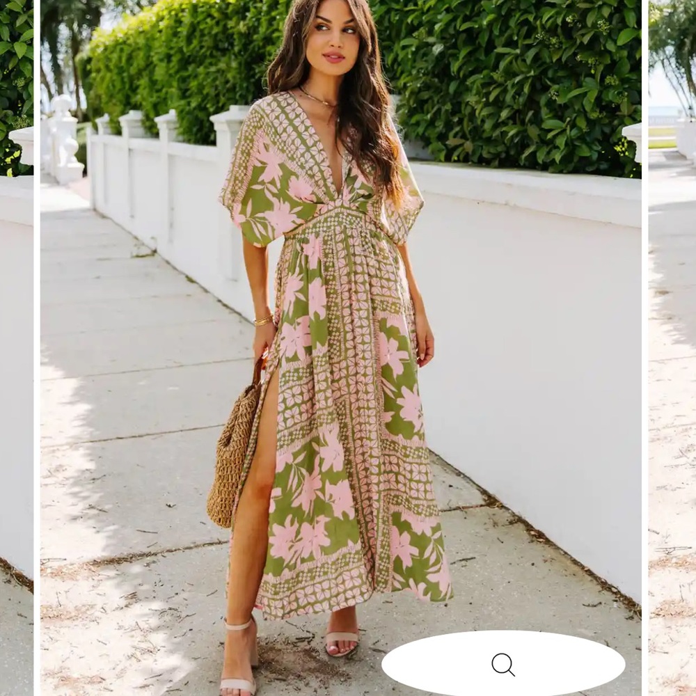 VICI A World To See Floral Slit Midi Dress